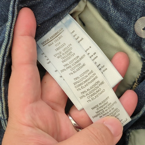 Good American Good 90s Pleated Trousers Indigo Blue Wide Leg  Women's Jeans 10 - Picture 11 of 13